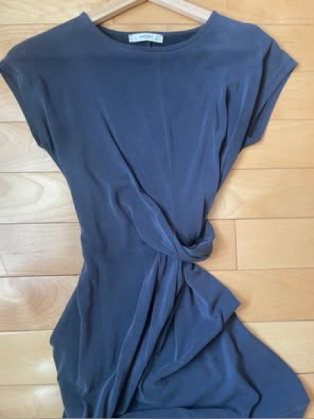 Mango Navy Knot-Front Midi Dress